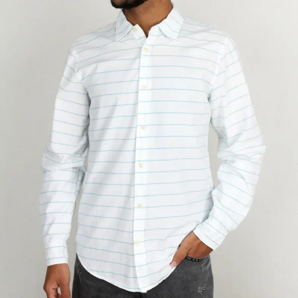 پیراهن مردانه از برند riv/sd در طرح  راه راه سفید آبی